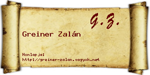 Greiner Zalán névjegykártya